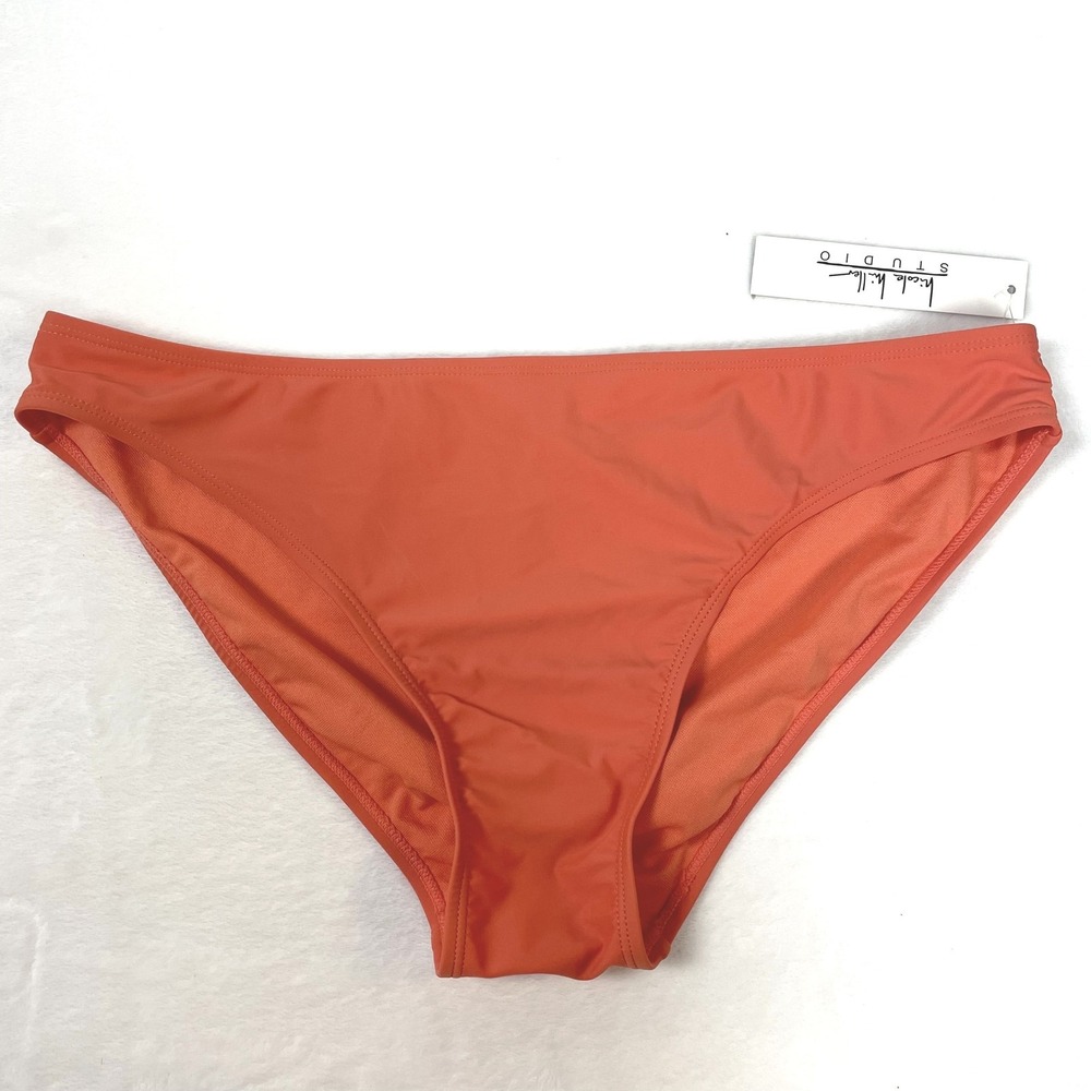 NWT Nicole Miller Orange Flamingo Low Rise Moderate Coverage Bikini Bottoms 1X